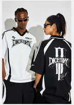 DICETINY Floral Logo Print Soccer Jersey Polo Shirt
