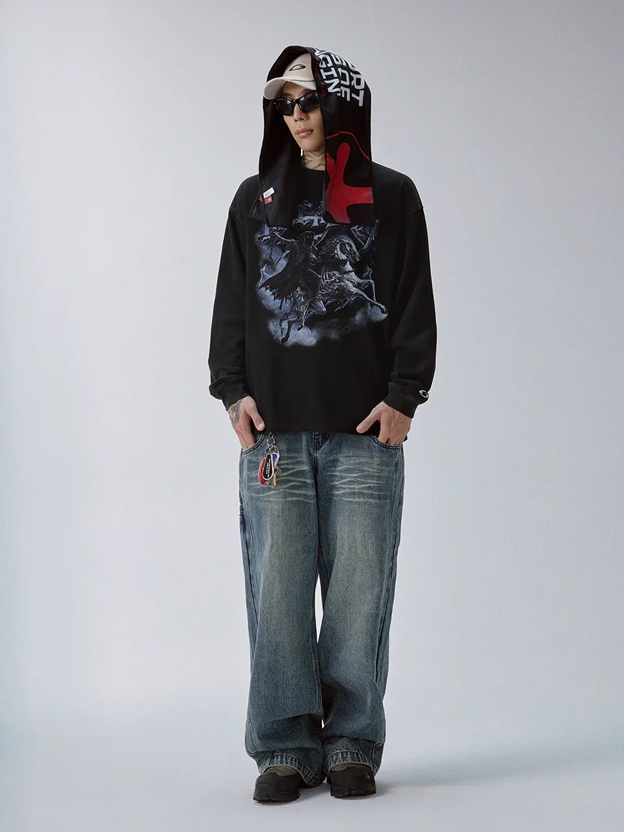 F2CE Washed Dark Print Long Sleeve Tee