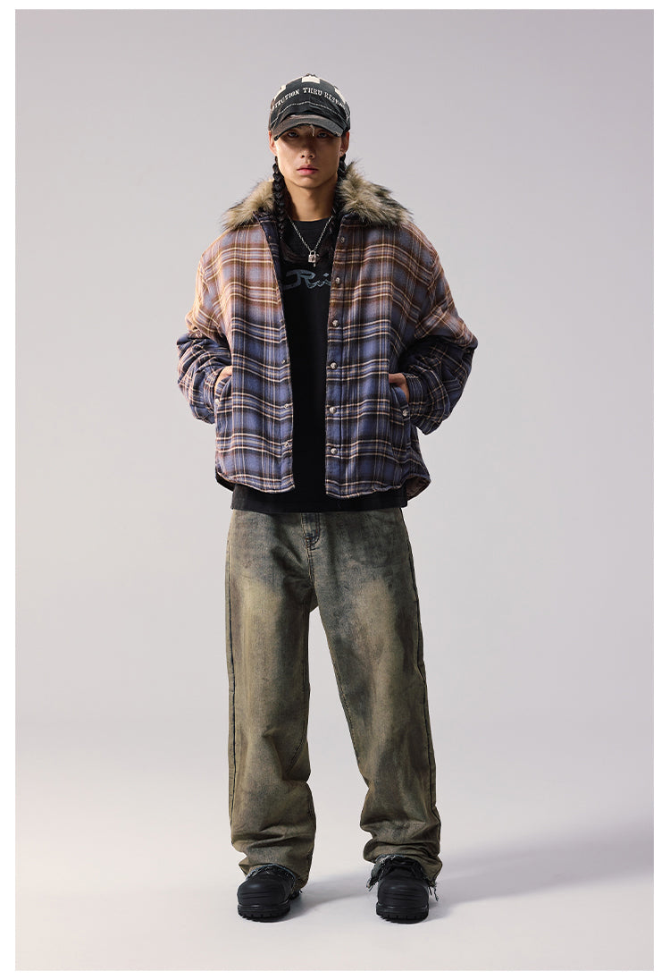 Remedy Gradient Plaid Quilted Lined Shirt Jacket