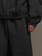 1807 Textured Plaid Wide Track Pants