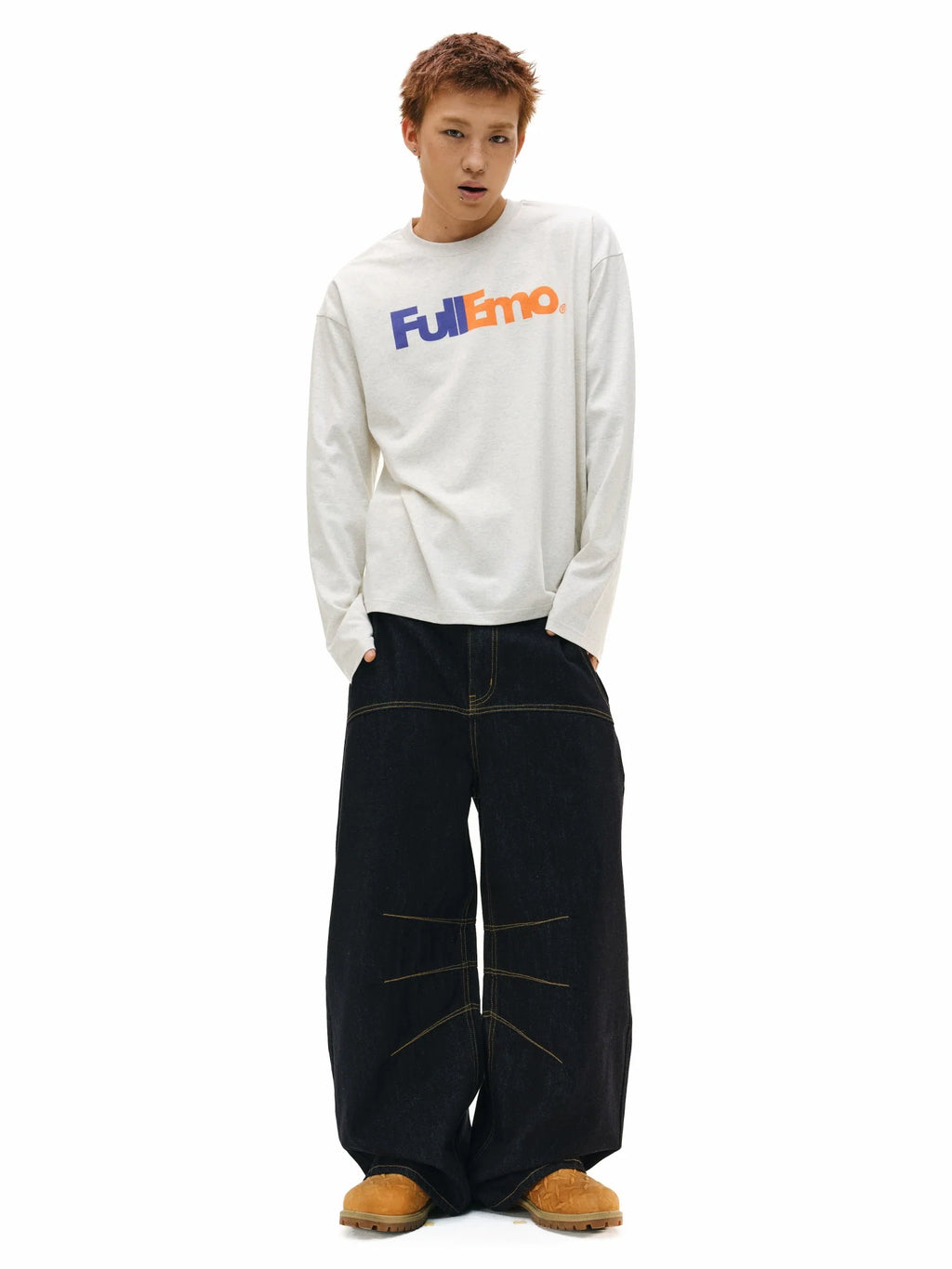 NOVACAM Vintage Playful Logo Long Sleeve Tee