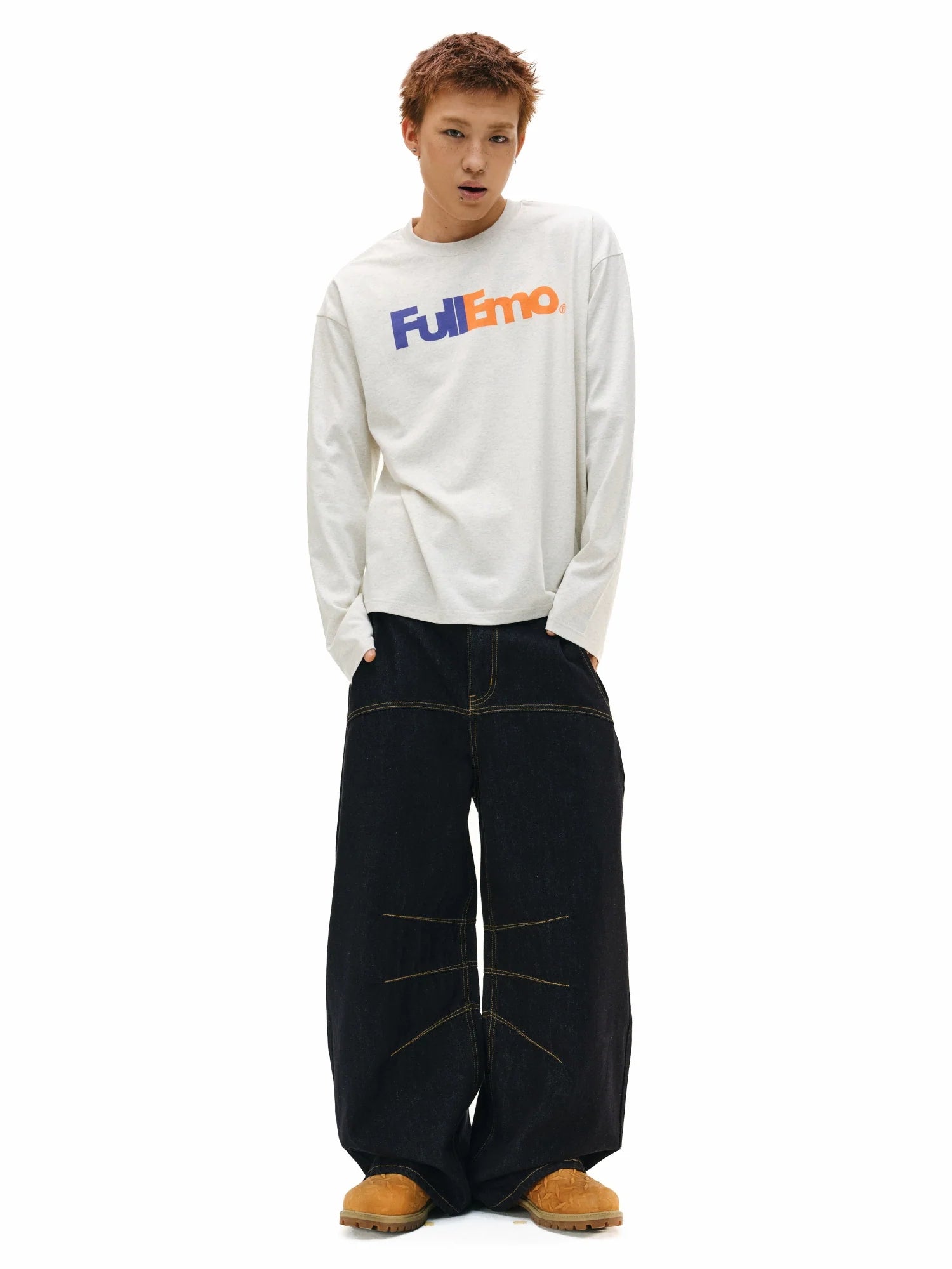 NOVACAM Vintage Playful Logo Long Sleeve Tee