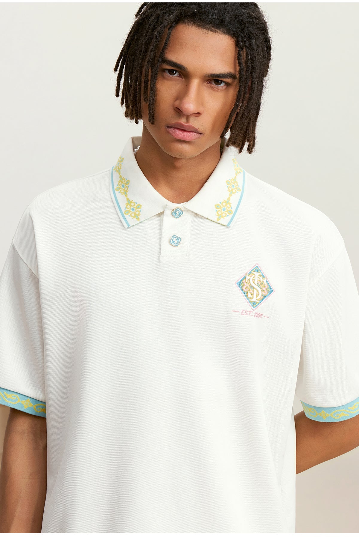 Small Town Kid Ethnic Pattern Jacquard Polo Shirt