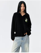MEDM Coral Fleece Knit Long Sleeve Polo