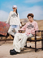 YADcrew Washed Ink Dyed Print Long Sleeve Tee