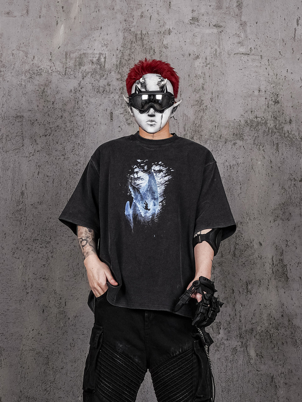UNDERWATER Vintage Washed Destroyed Print Tee
