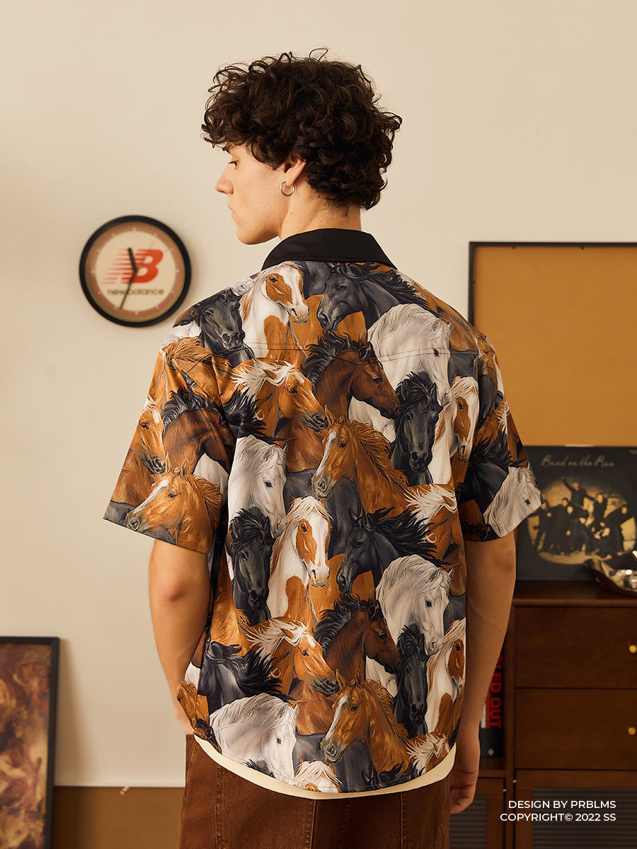 PRBLMS Fun Horse Galloping Short Sleeved Shirt