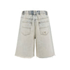 UNDERWATER Washed Damaged Light Blue Denim Shorts | Baggy Jorts