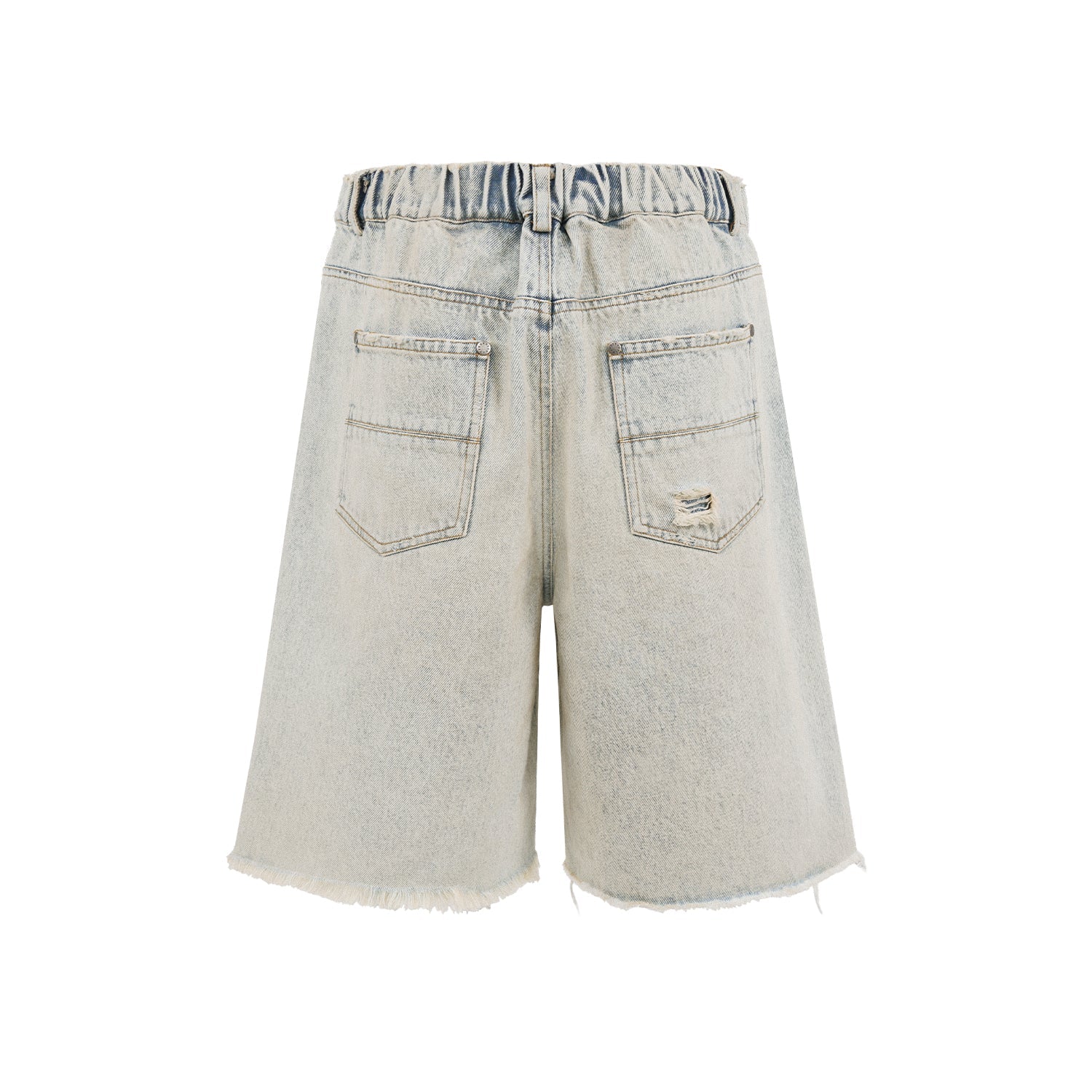 UNDERWATER Washed Damaged Light Blue Denim Shorts | Baggy Jorts