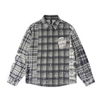 1807 Swarovski Crystal Diamond Plaid Long Sleeve Shirt