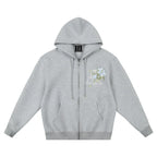MEDM Floral Embroidery Air Layer Zip-Up Hoodie