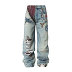 YADcrew 3D Digital Print Patch Embroidered Jeans