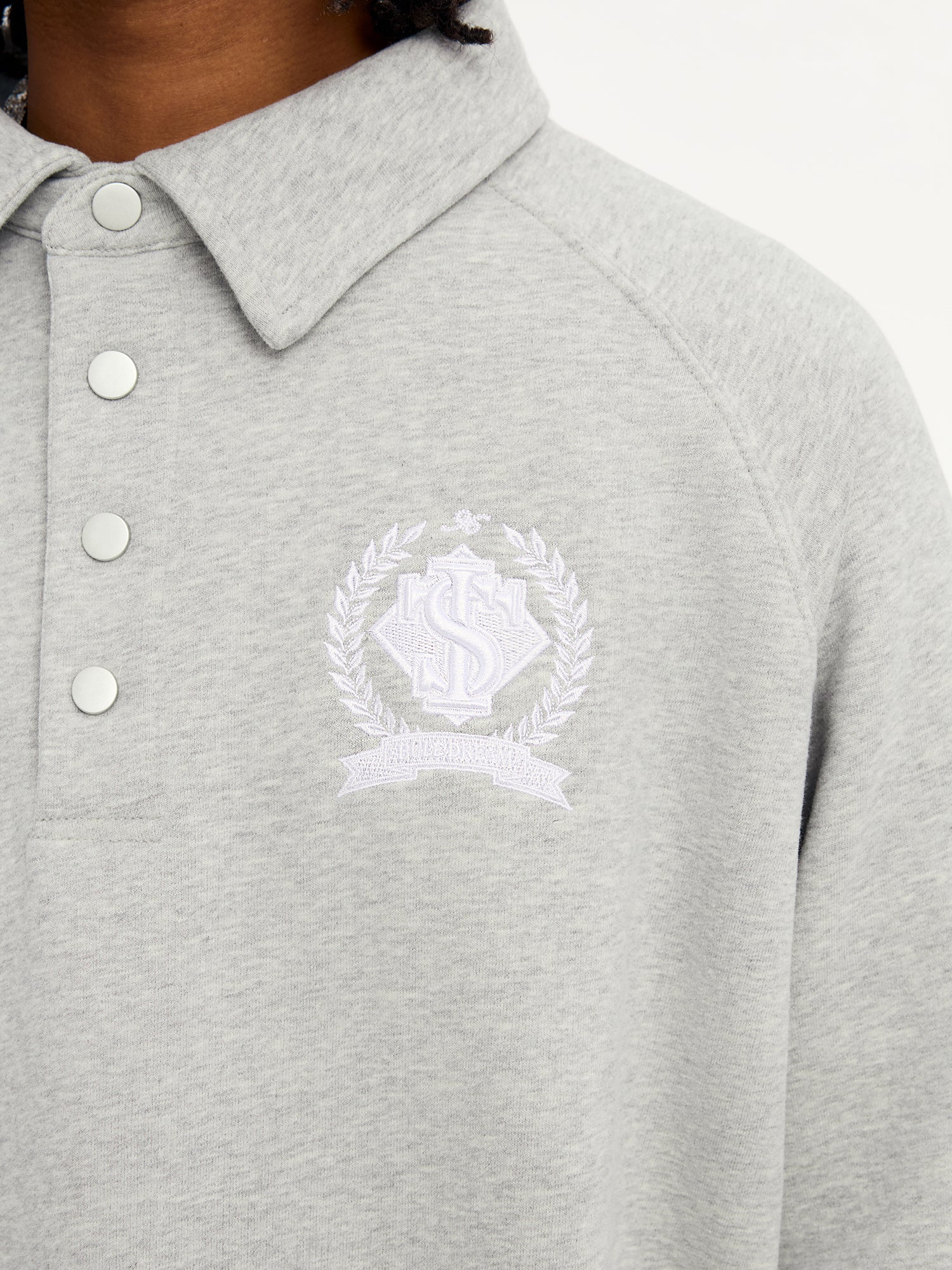 Small Town Kid Badge Embroidered Polo Sweatshirt