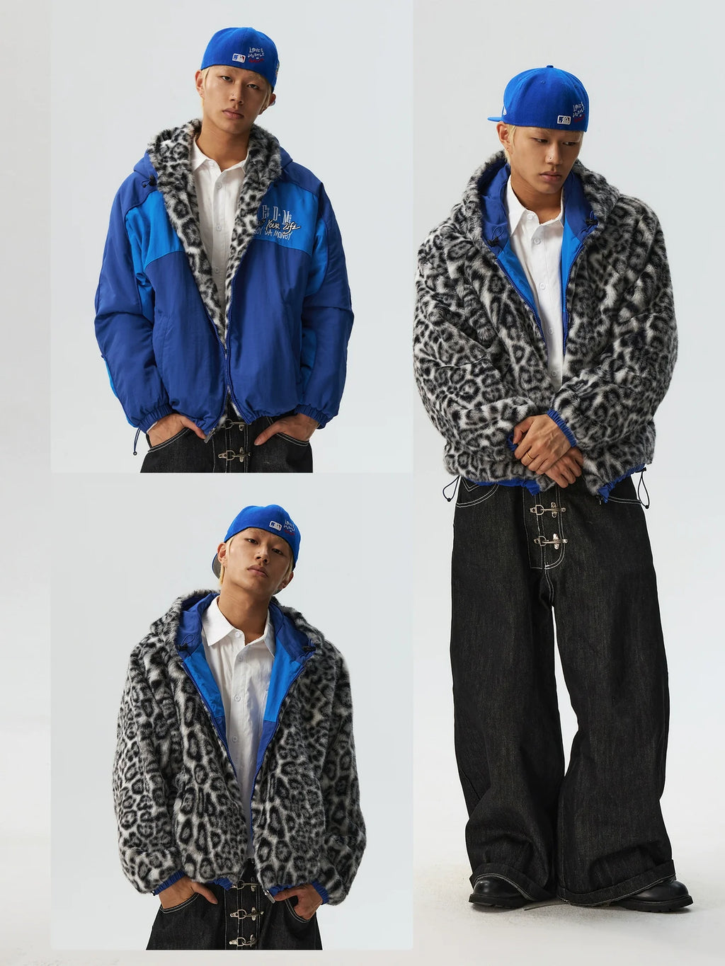 MEDM Reversible Leopard Fur Hooded Track Jacket