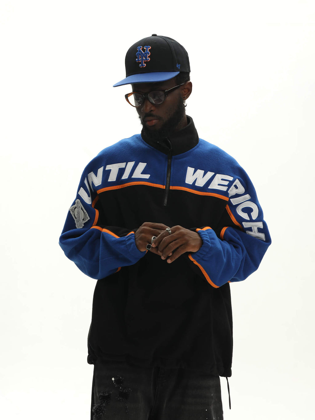 UNTILWERICH Half Zip Color Block Fleece Sweatshirt