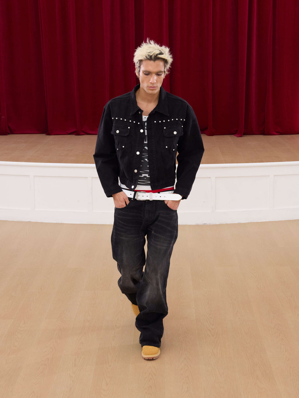 KARMANISTIC Diamond Studded Short Denim Jacket