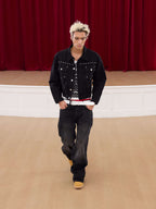KARMANISTIC Diamond Studded Short Denim Jacket