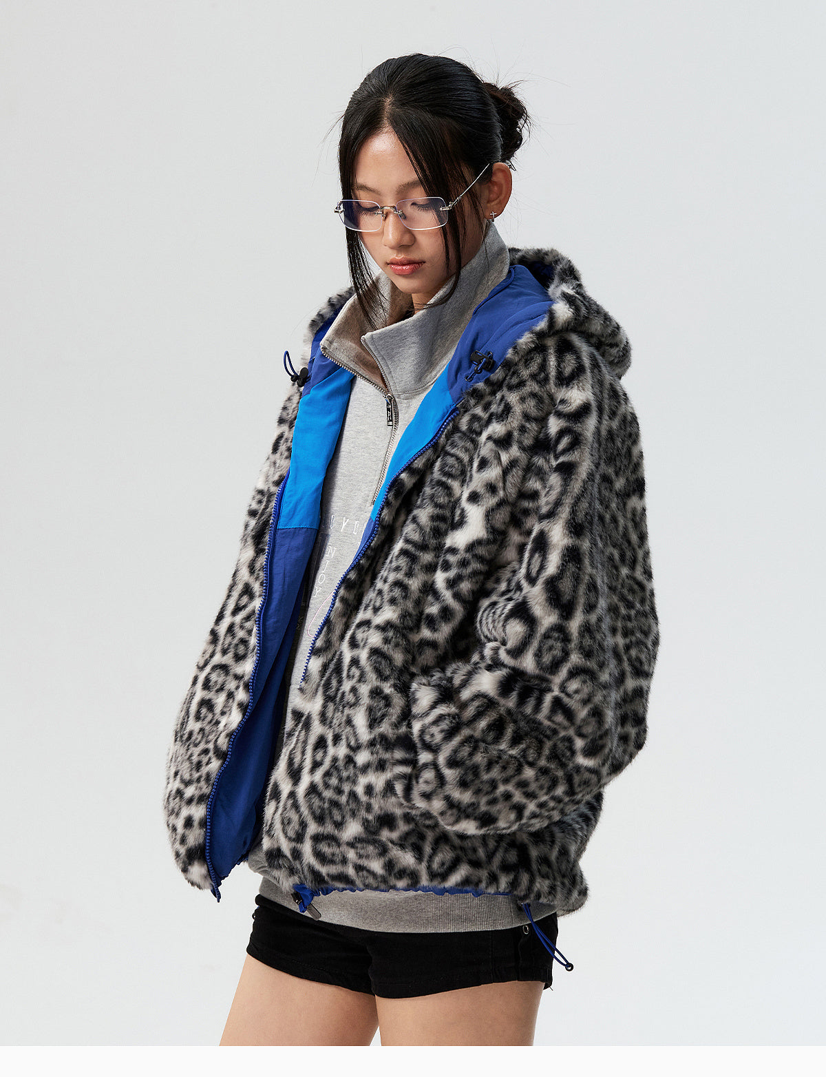 MEDM Reversible Leopard Fur Hooded Track Jacket