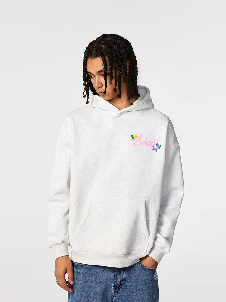 Achock Floral Embroidery Logo Printed Hoodie