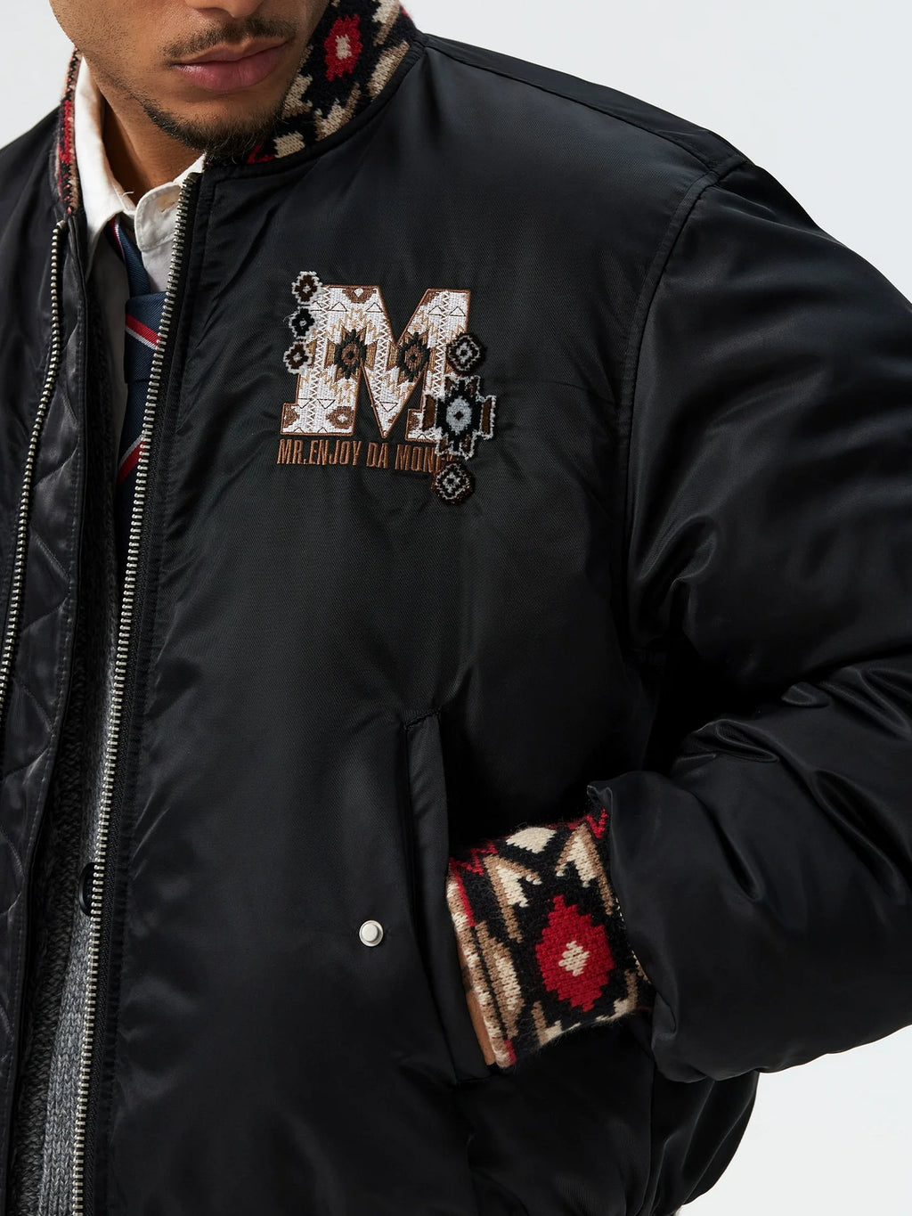 MEDM Ethnic Trim MA-1 Bomber Jacket