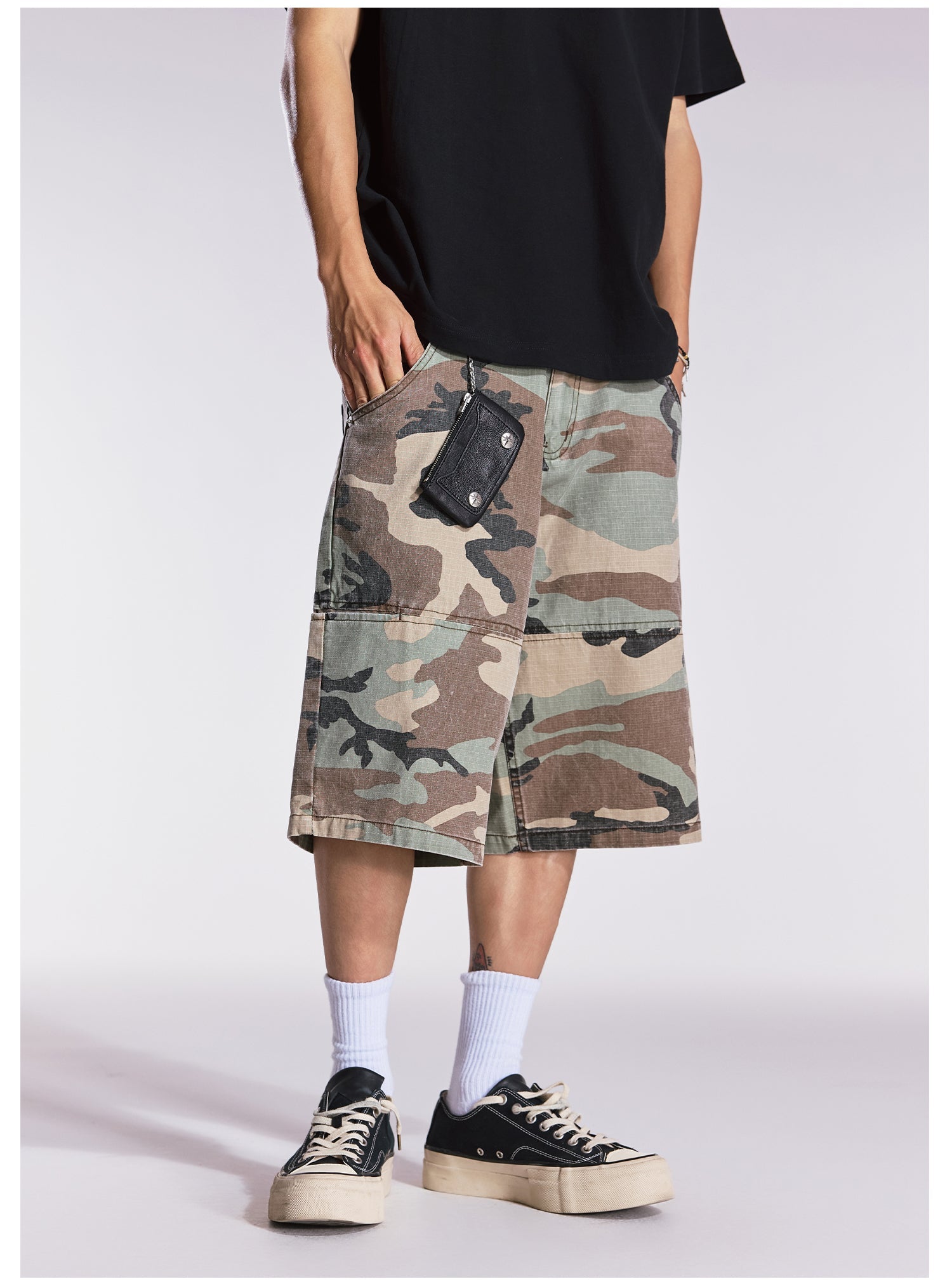 Remedy Leopard and Camouflage Work Painter Baggy Shorts