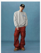MEDM Logo Label Embroidered Suede Sweatshirt