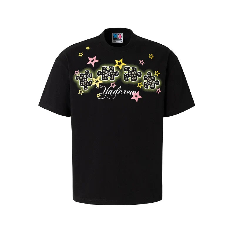 YADcrew Stud Puzzle Star Foam Print Tee