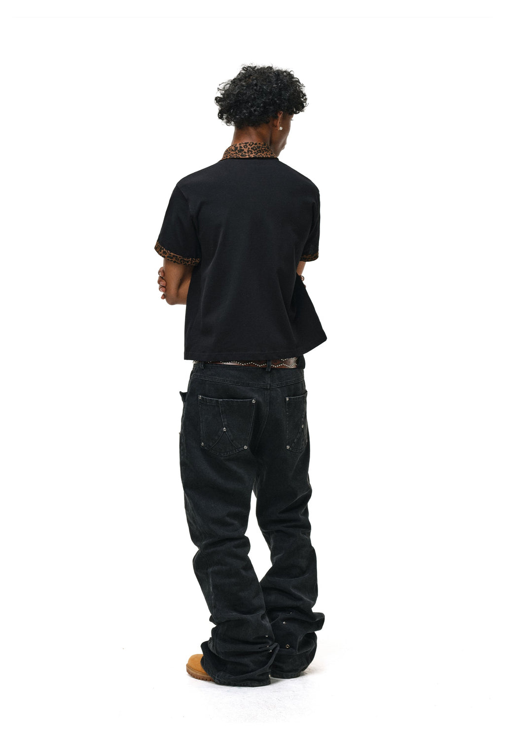 ANTIDOTE Studded Punk Zipper Flared Jeans