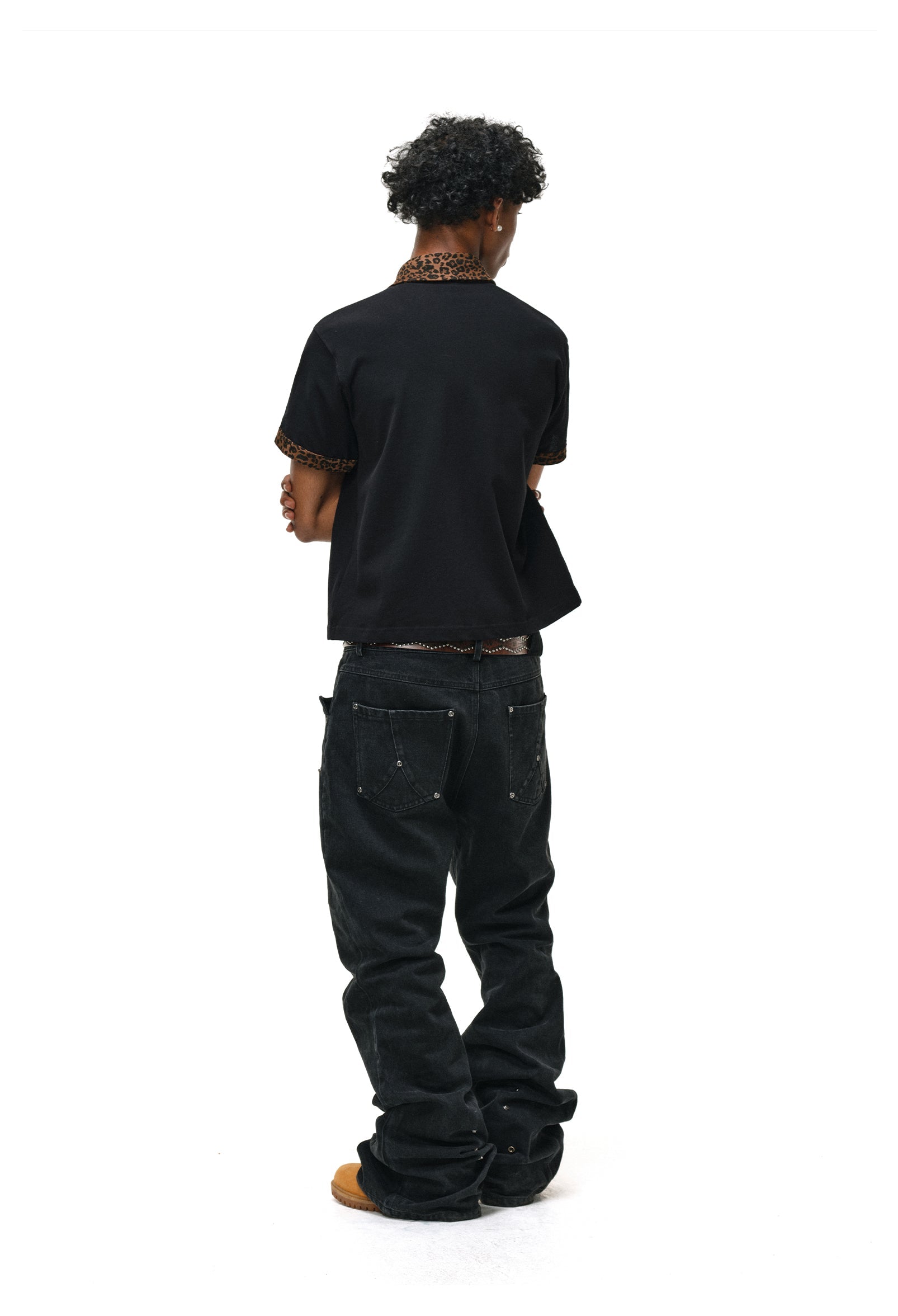 ANTIDOTE Studded Punk Zipper Flared Jeans