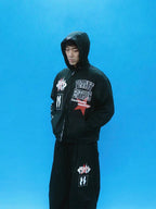 EVETS Printed Detachable Hood Coach Jacket