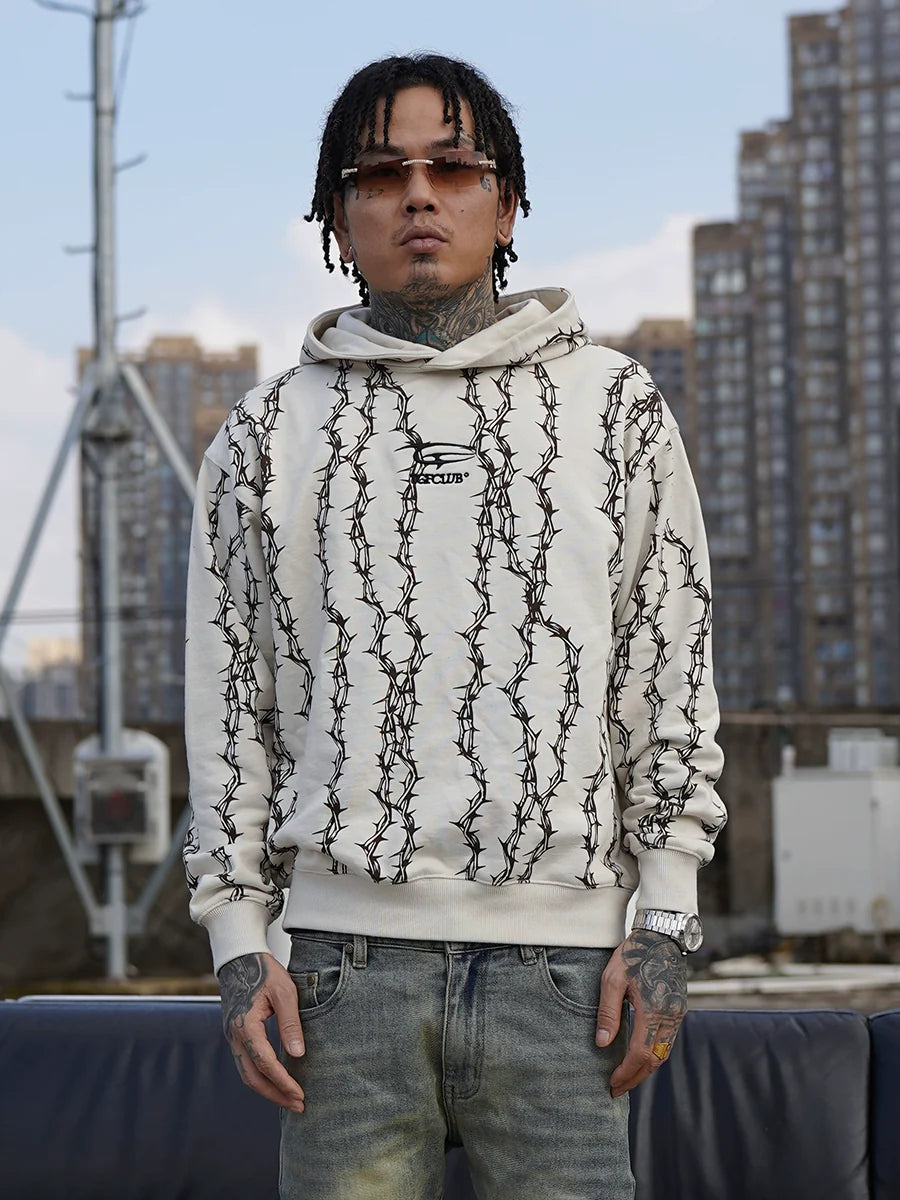 TGFCLUB Thorns Full Print Logo Embroidered Hoodie