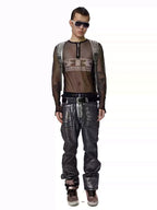 KARMANISTIC Mesh Half Zip Long Sleeve Tee