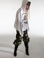 Night Lab Mosaic Print Ribbon Line Zip Up Hoodie