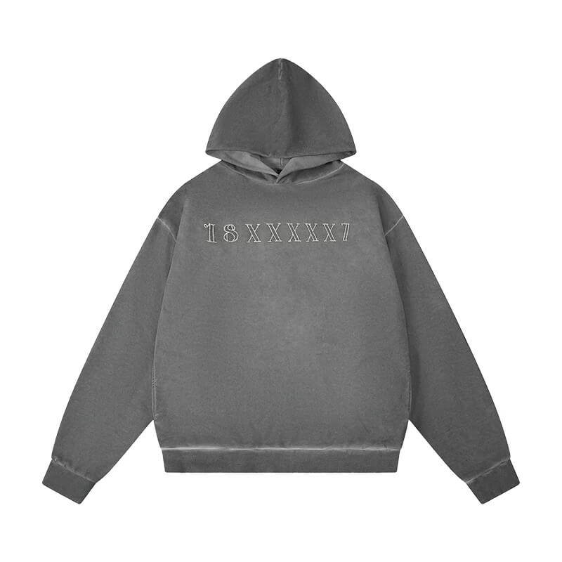 1807 Angel Printed Washed Ash Hoodie