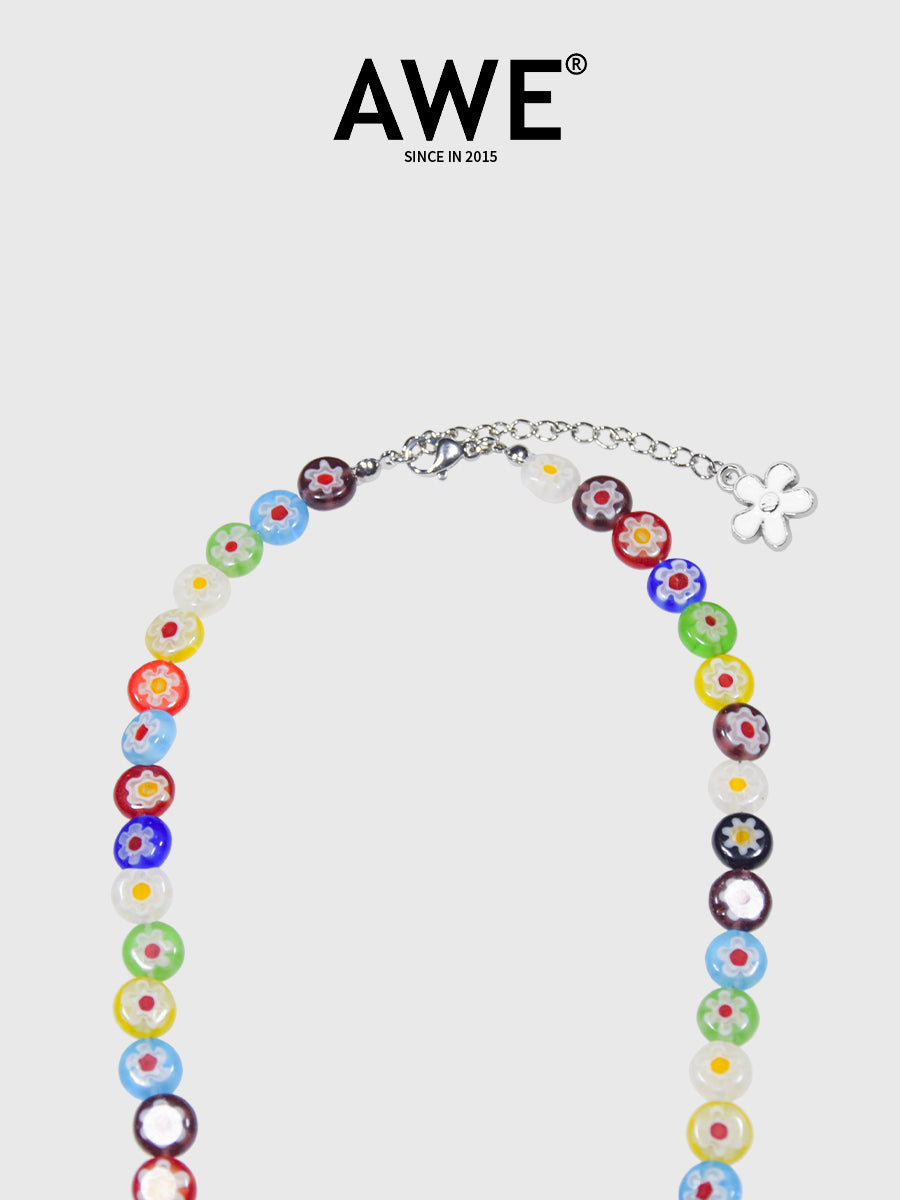 AWE Sunflower Daisy Large Beaded Necklace
