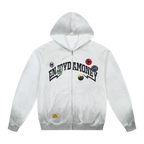 MEDM Gradient Washed Logo Print Embroidered Patch Zip-Up Hoodie