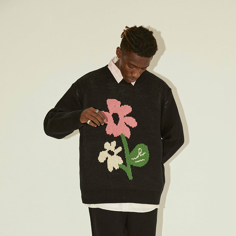 EMPTY REFERENCE Flower Knit Sweater