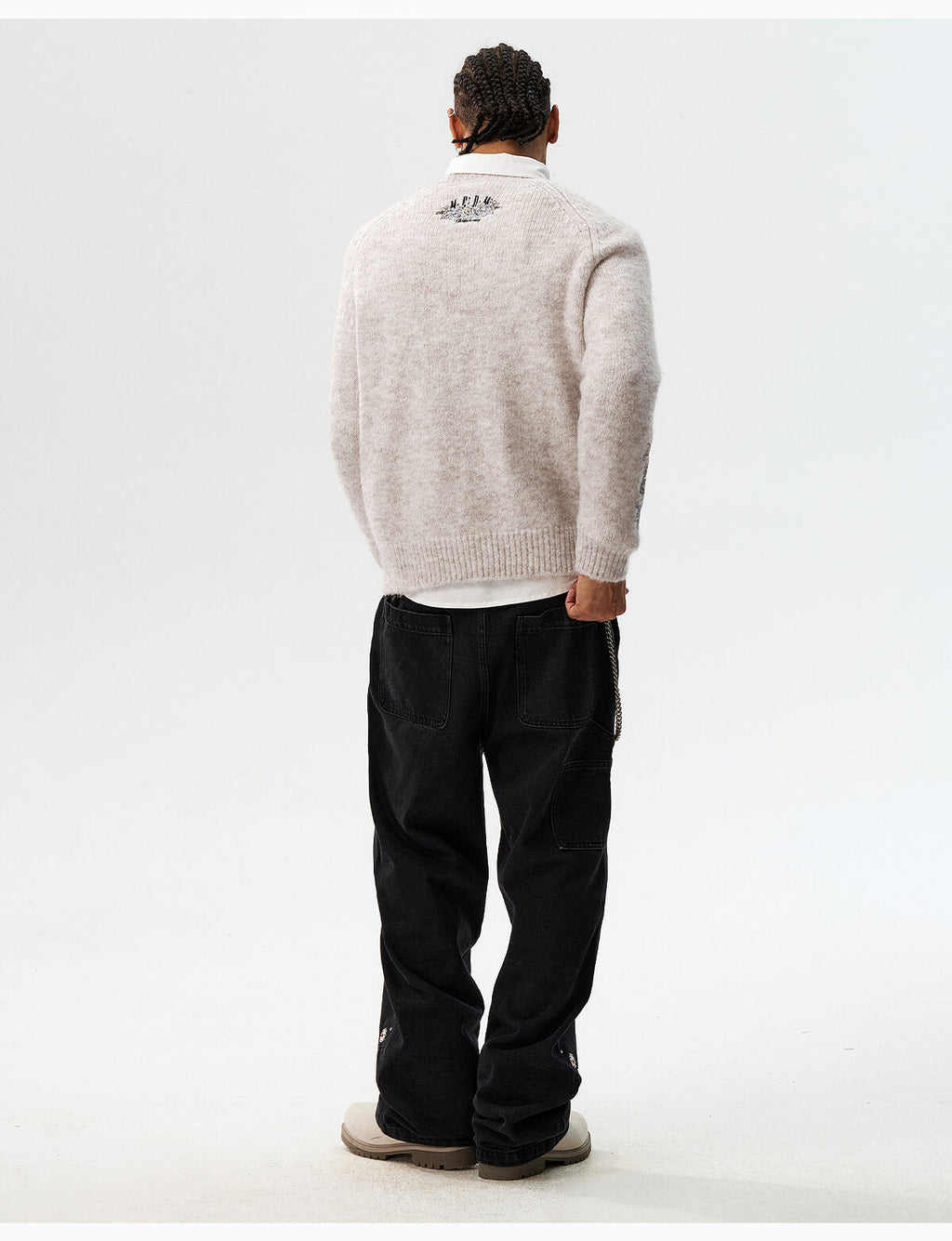 MEDM Floral Embroidered Mohair Knit Sweater