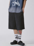 F2CE Black Washed Distressed Baggy Shorts