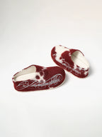 KARMANISTIC Fur Embroidered Red Slipper Clogs