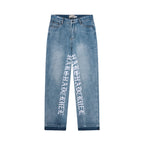 Harsh and Cruel Embroidered Logo Loose Washed Denim
