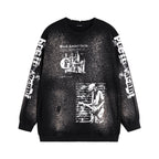 VENTUREK Graffiti Letter Dot Spray Print Sweatshirt