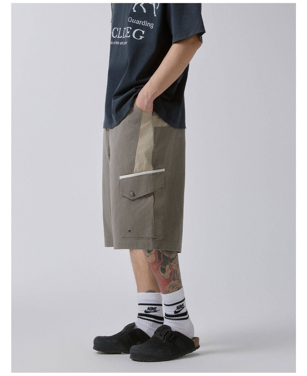 F2CE Color Block Patchwork Pocket Utility Shorts
