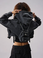 Remedy Backpack Design Washed Denim Short Jacket