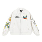 Achock Colorful Butterfly Embroidery Varsity Jacket