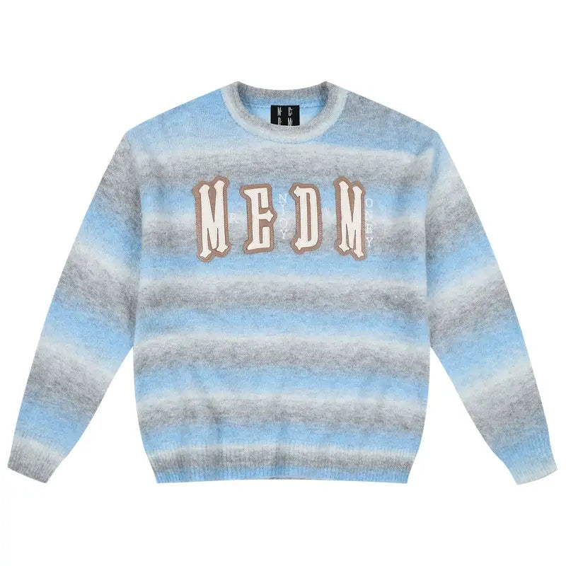 MEDM Logo Patch Rainbow Gradient Knit Sweater
