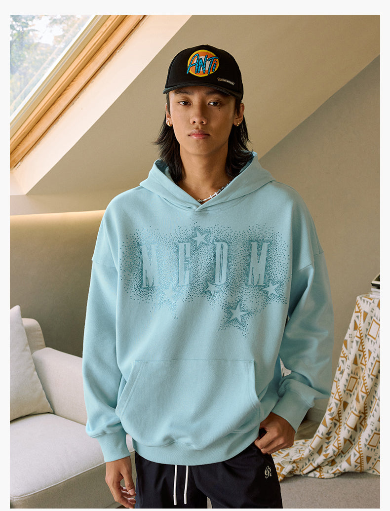 MEDM Rhinestone Star & Logo Hoodie
