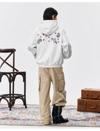 MEDM Ethnic Paisley Flower Embroidered Hoodie