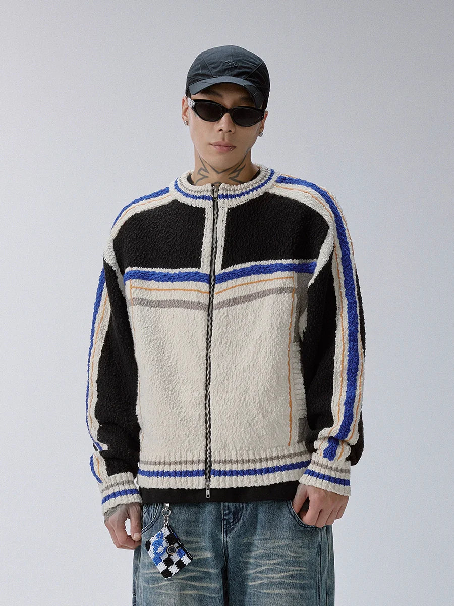 F2CE Color Block Zip Knit Cowichan Cardigan