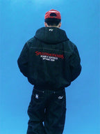 EVETS Embroidered Hooded Denim Jacket